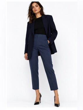 Zara Navy Cropped Tailored Ankle Pants